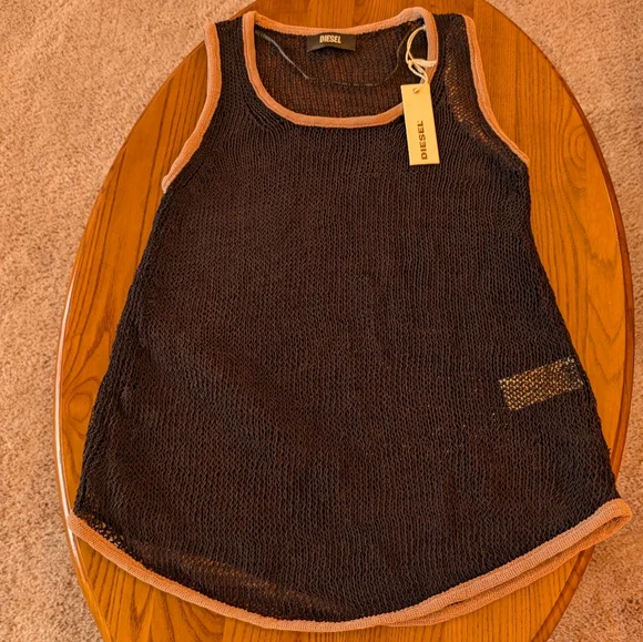 Diesel Black Mesh Tank Top, Size M - NEW - Picture 9 of 9